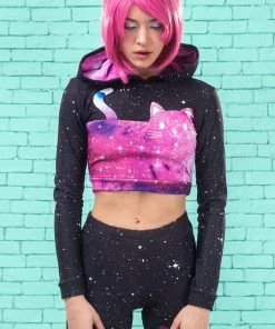 BADINKA Hoodies Space Kitties Warm Hooded Top