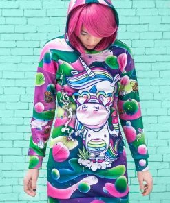 BADINKA Shaggy Unicorn Hoodie Hoodies