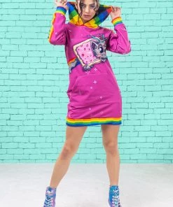 BADINKA Hoodies Schizo Cat Hoodie (Pink)