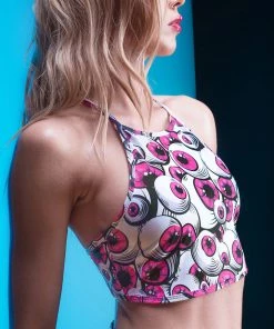 BAD INKA Eyeballz Pink Crop Top Tops