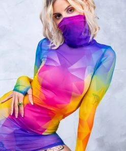 BADINKA NEW Polygon Love Mesh High Neck Dress