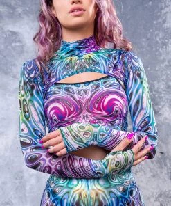 BADINKA Tops Liquid Insect Mesh 2 Piece Shrug