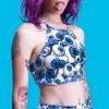 BAD INKA Tops Eyeballz Blue Crop Top