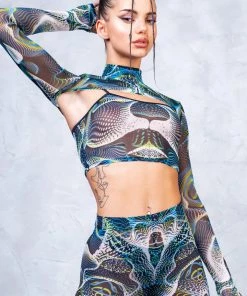 BADINKA Vapor Trance Mesh 2 Piece Shrug Top NEW