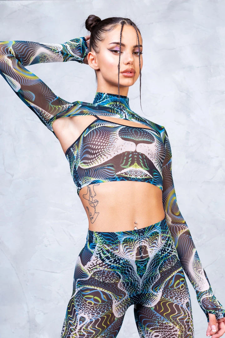 BADINKA Vapor Trance Mesh 2 Piece Shrug Top NEW 4 BADINKA Vapor Trance Mesh 2 Piece Shrug Top NEW