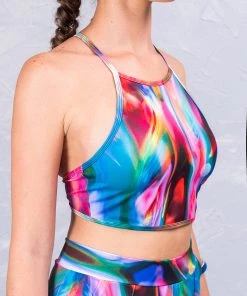 BAD INKA Liquid Abstract Crop Top Tops