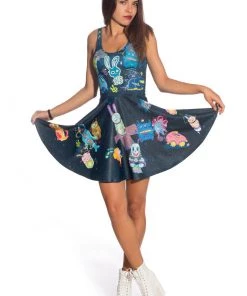 BAD INKA Rabbidelic Skater Dress Blue Dresses