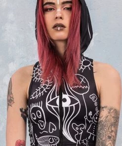 BADINKA Ugley Dark Hooded Zippy Top Tops