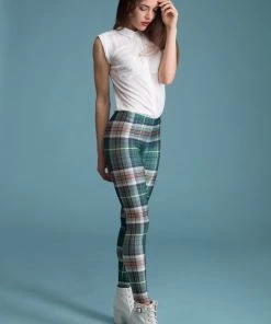 BAD INKA Green Tartan Leggings
