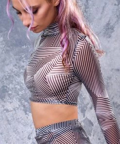 BADINKA Minimal Mesh Sleeved Top Tops