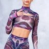 BADINKA NEW Vapor Trance Magenta Mesh 2 Piece Shrug Top