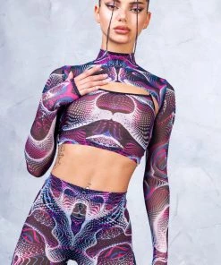 BADINKA NEW Vapor Trance Magenta Mesh 2 Piece Shrug Top