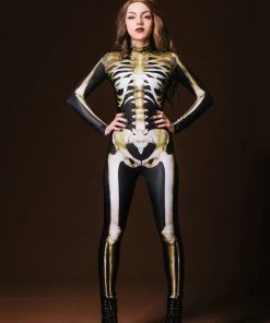 BADINKA Full Bodysuits Graveyard Skeleton Costume