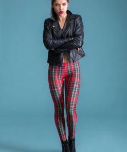 BAD INKA Red Tartan Leggings