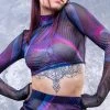 BADINKA Synth Wave Mesh Sleeved Top