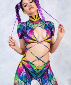 BADINKA NEW Unlikely Jungle Strapped Full Bodysuit