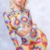 BADINKA NEW Tie Dye Sleeved Crossed Mesh Top 2 BADINKA NEW Tie Dye Sleeved Crossed Mesh Top