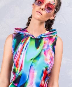 BAD INKA Tops Liquid Abstract Hooded Top