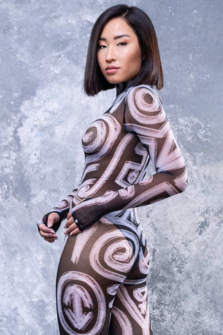 BADINKA The Tribe Is Calling Dark Full Mesh Costume RAVE GEAR 5 BADINKA The Tribe Is Calling Dark Full Mesh Costume RAVE GEAR