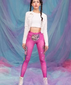 BADINKA Schizo Cat Warm Leggings (Pink)
