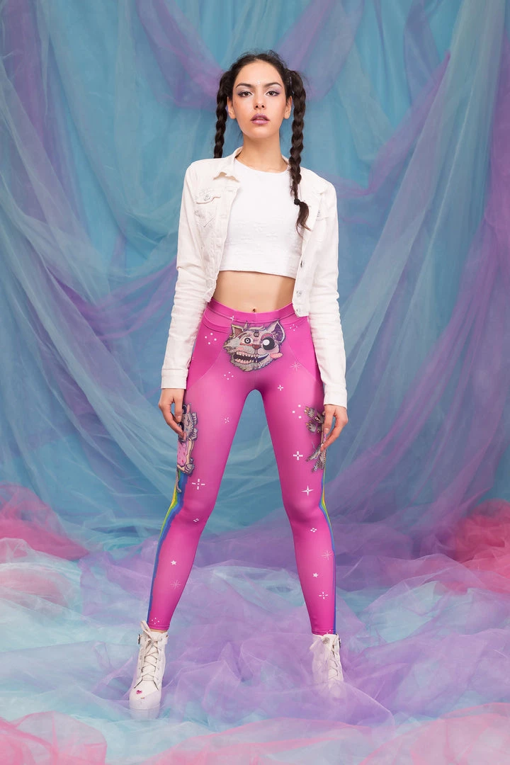 BADINKA Schizo Cat Warm Leggings (Pink) 4 BADINKA Schizo Cat Warm Leggings (Pink)