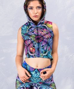 BAD INKA Blue Fractalz Hooded Top Tops