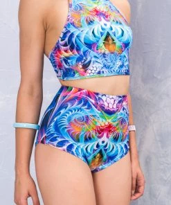 BAD INKA Tops Ice Fractalz Crop Top