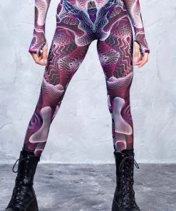 BADINKA Vapor Trance Magenta Mesh Leggings NEW