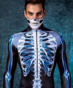 BADINKA Men's X-Ray Skeleton Costume Bodysuits