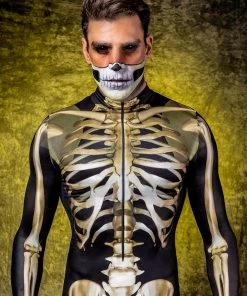 BADINKA Men's Graveyard Skeleton Costume