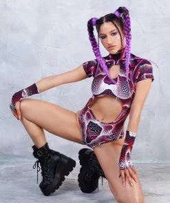 BADINKA NEW Vapor Trance Red Keyhole Bodysuit 10 BADINKA NEW Vapor Trance Red Keyhole Bodysuit