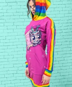 BADINKA Hoodies Schizo Cat Hoodie (Pink)