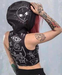 BADINKA Ugley Dark Hooded Zippy Top Tops