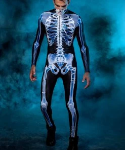 BADINKA Men's X-Ray Skeleton Costume Bodysuits