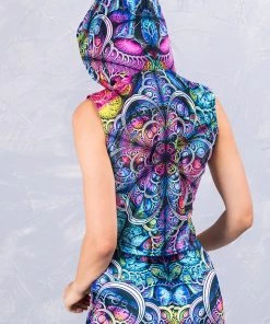 BAD INKA Blue Fractalz Hooded Top Tops