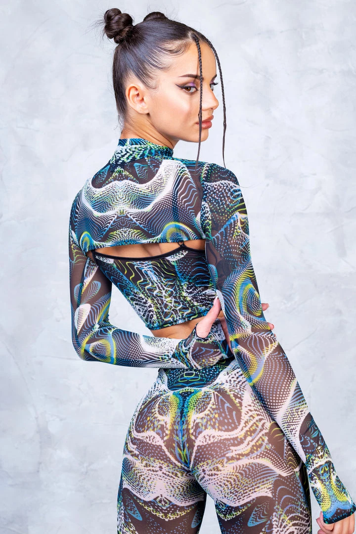 BADINKA Vapor Trance Mesh 2 Piece Shrug Top NEW 3 BADINKA Vapor Trance Mesh 2 Piece Shrug Top NEW