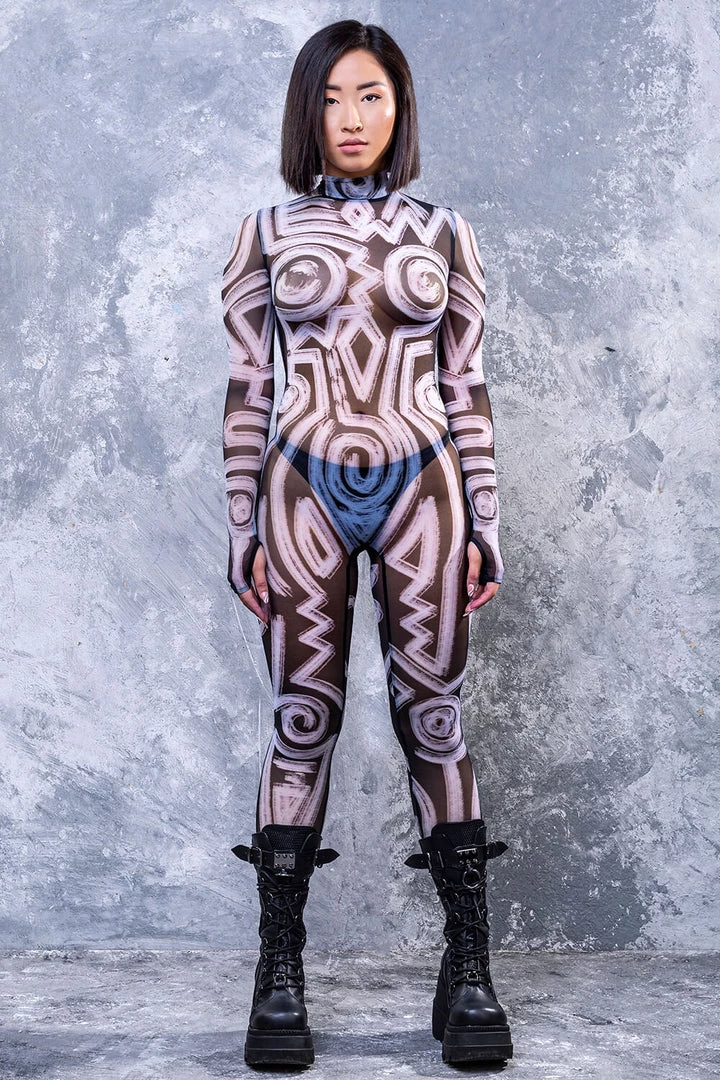 BADINKA The Tribe Is Calling Dark Full Mesh Costume RAVE GEAR 4 BADINKA The Tribe Is Calling Dark Full Mesh Costume RAVE GEAR