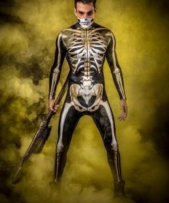BADINKA Men's Graveyard Skeleton Costume