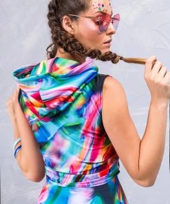 BAD INKA Tops Liquid Abstract Hooded Top