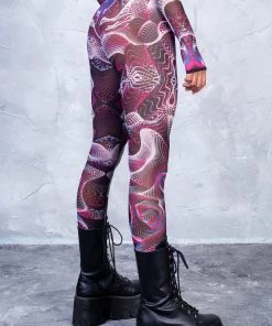 BADINKA Vapor Trance Magenta Mesh Leggings NEW