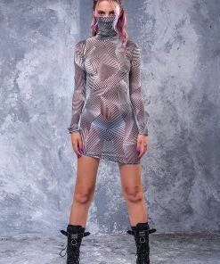 BADINKA Minimal Mesh High Neck Dress