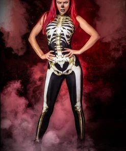 BADINKA Graveyard Skeleton Sleeveless Costume Full Bodysuits