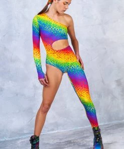 BADINKA Showy Rainbow Asymmetrical Costume