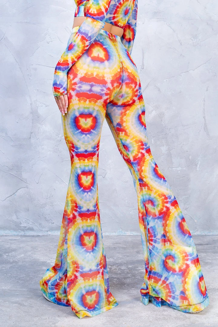 BADINKA Tie Dye Bell Bottom Mesh Pants 4 BADINKA Tie Dye Bell Bottom Mesh Pants