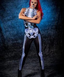 BADINKA Full Bodysuits X-Ray Skeleton Sleeveless Costume