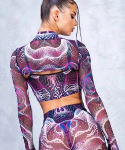 BADINKA NEW Vapor Trance Magenta Mesh 2 Piece Shrug Top