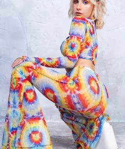 BADINKA Tie Dye Bell Bottom Mesh Pants 8 BADINKA Tie Dye Bell Bottom Mesh Pants