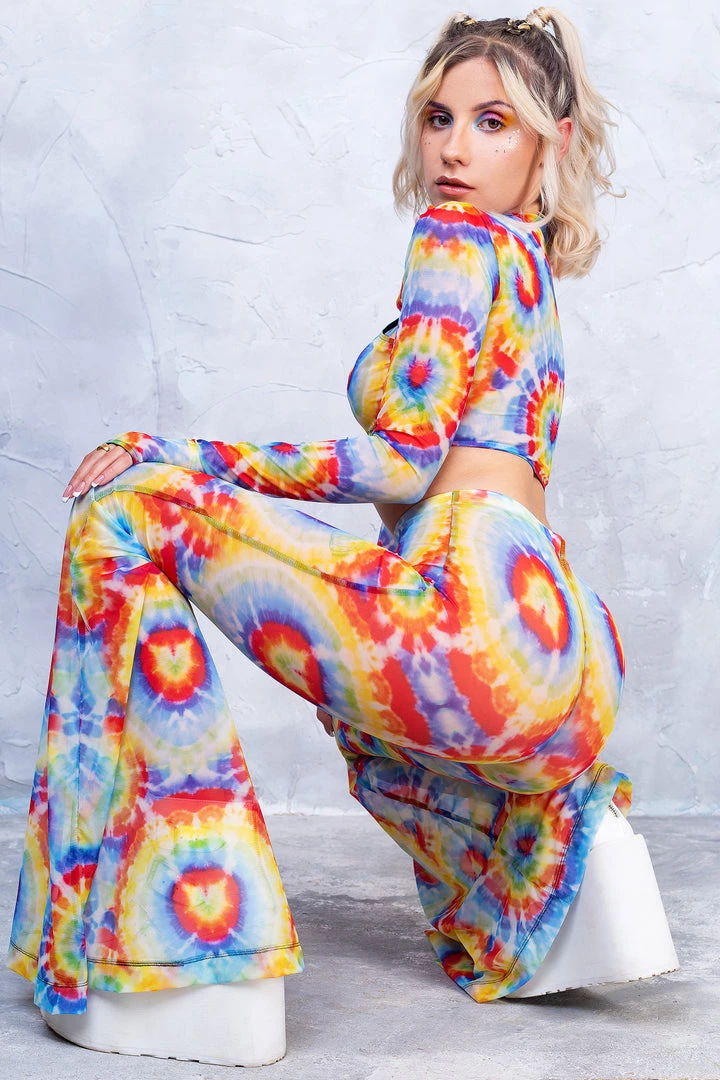 BADINKA Tie Dye Bell Bottom Mesh Pants 5 BADINKA Tie Dye Bell Bottom Mesh Pants