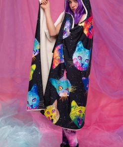 BADINKA Cosmic Kitties Hoodie Blanket