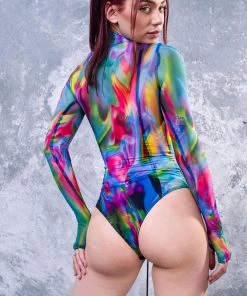 BADINKA Liquid Abstract Mesh Framed Bodysuit RAVE GEAR